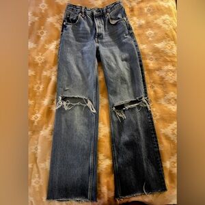 ZARA distressed mid-rise jeans